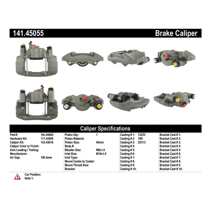 Front Right/Passenger Side Disc Brake Caliper for Ford Escort 1.9L L4 1996 1995 1994 1993 1992 1991 P-1170143