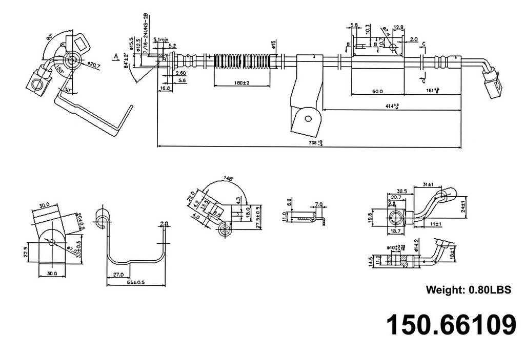 Front Right/Passenger Side Brake Hydraulic Hose for GMC Sierra 3500 Classic 2007 P-1188371