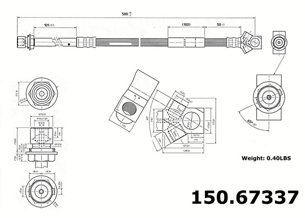 Rear Brake Hydraulic Hose for Dodge Ram 3500 Van 2003 2002 2001 2000 1999 P-1189647