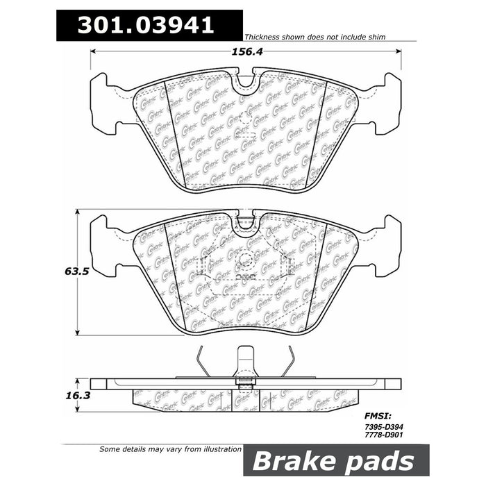Front Disc Brake Pad Set for Jaguar XKR Base 2003 2002 2001 2000 - Centric 301.03941