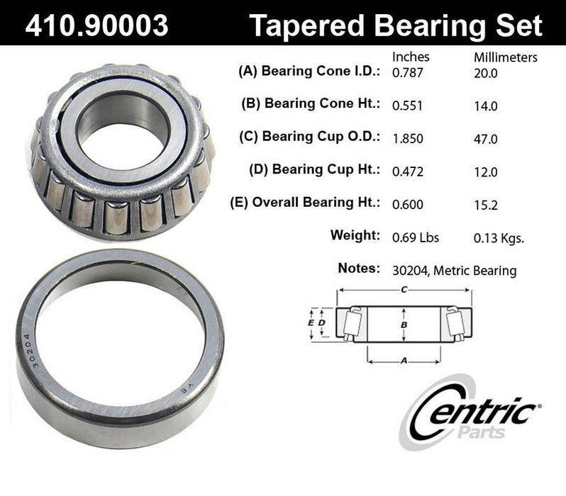 Rear Outer Wheel Bearing and Race Set for Renault R17 1977 1976 1975 1974 1973 1972 - Centric 410.90003