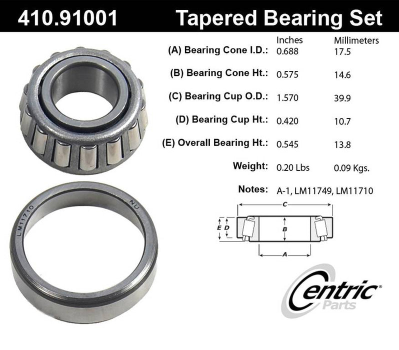 Front Outer Wheel Bearing and Race Set for BMW 1800 1964 1963 - Centric 410.91001
