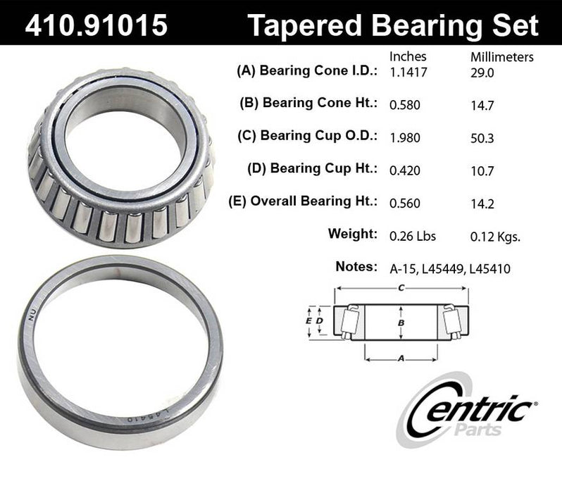 Rear Inner Wheel Bearing and Race Set for Audi Cabriolet 1998 1997 1996 1995 1994 - Centric 410.91015