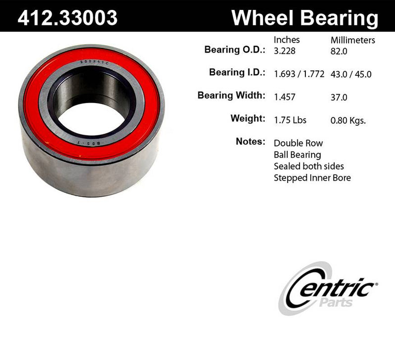 Rear Wheel Bearing for Audi RS4 2008 2007 - Centric 412.33003E