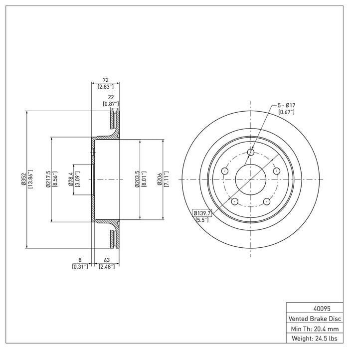 Rear Disc Brake Rotor for Ram 1500 2018 2017 2016 2015 2014 2013 2012 2011 P-279400