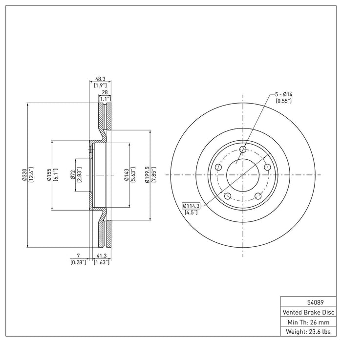 Front Disc Brake Rotor for Ford Edge AWD 2014 2013 2012 2011 2010 2009 2008 2007 P-280573