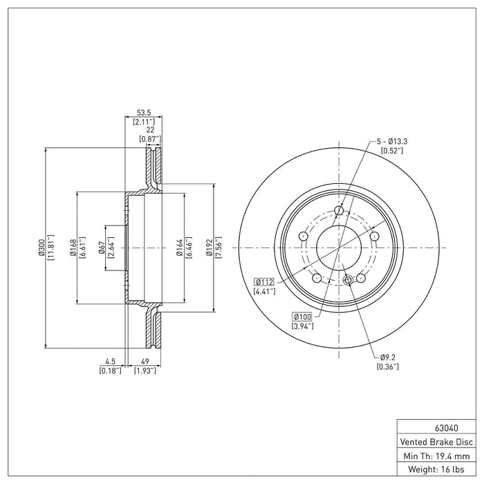 Rear Disc Brake Rotor for Mercedes-Benz C350 2007 2006 P-281123