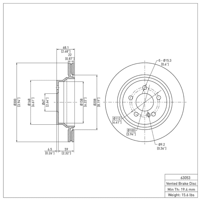 Rear Disc Brake Rotor for Mercedes-Benz CLS400 2017 2016 2015 P-281166