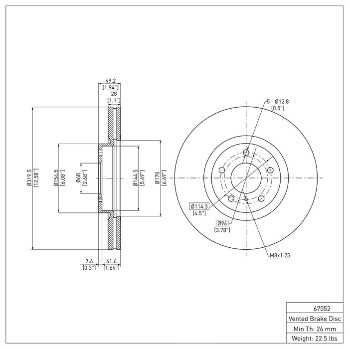 Front Disc Brake Rotor for Nissan Murano 2014 2013 2012 2011 2010 2009 2008 2007 2006 2005 2004 P-281453