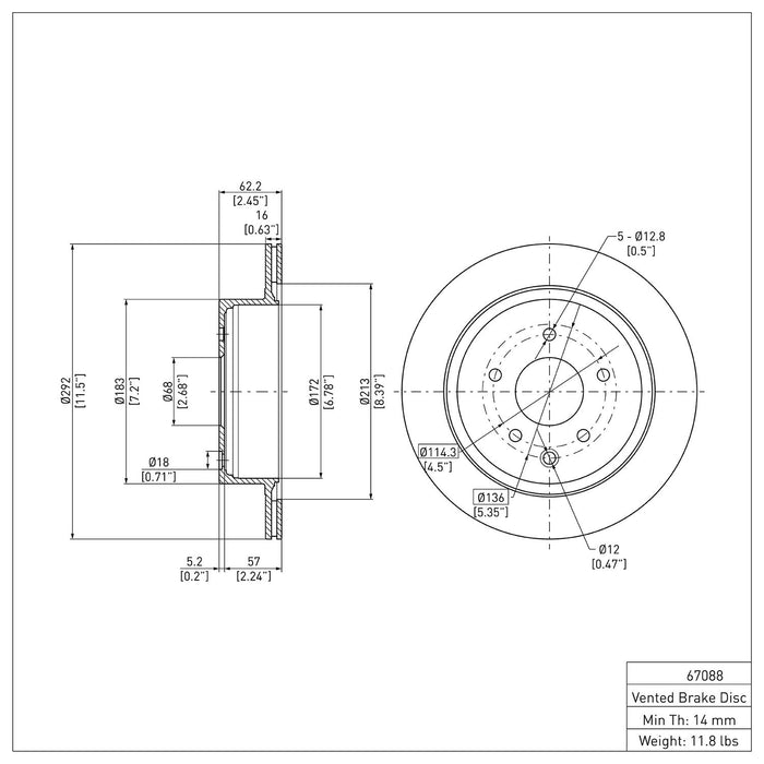 Rear Disc Brake Rotor for Nissan Qashqai 2019 2018 2017 P-281512