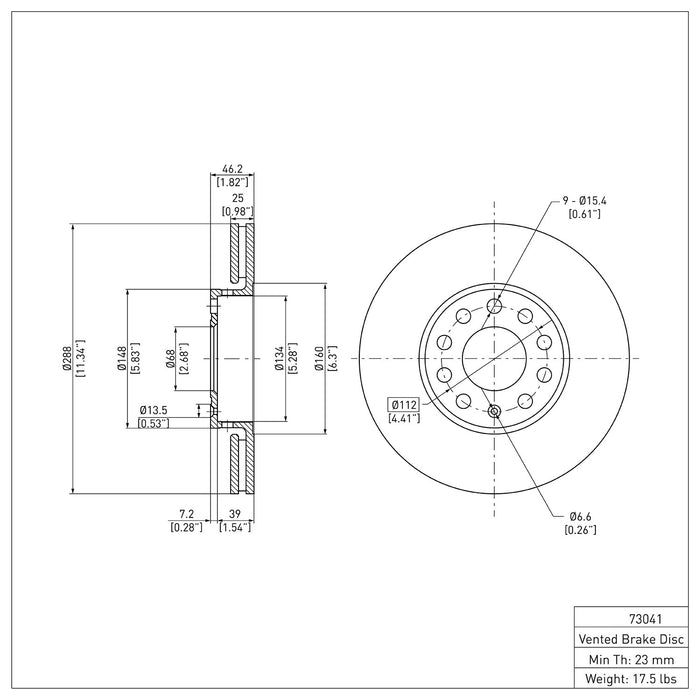 Front Disc Brake Rotor for Audi 100 Quattro 1994 1993 1992 P-281734