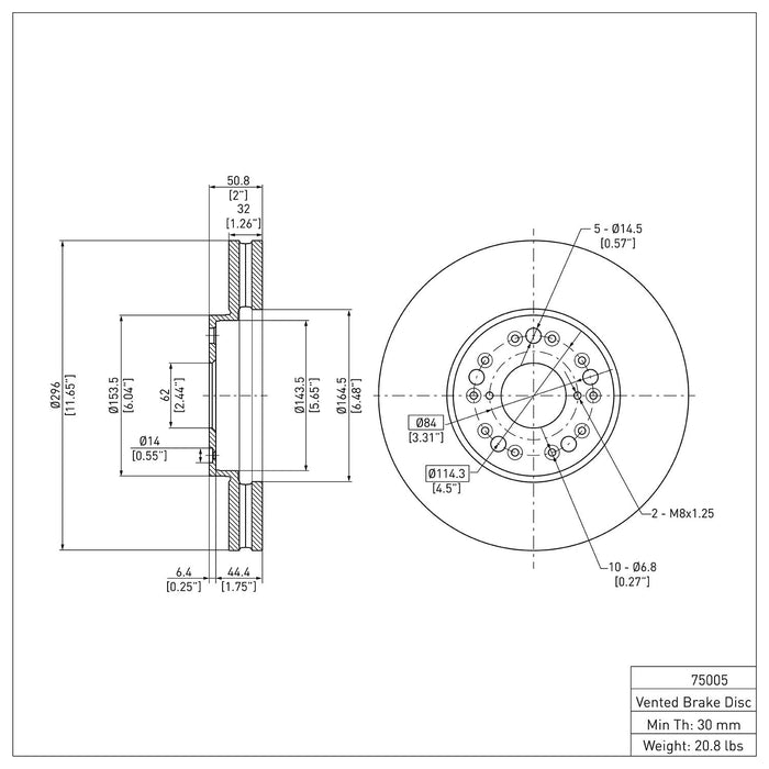 Front Disc Brake Rotor for Lexus GS400 2000 1999 1998 P-281943