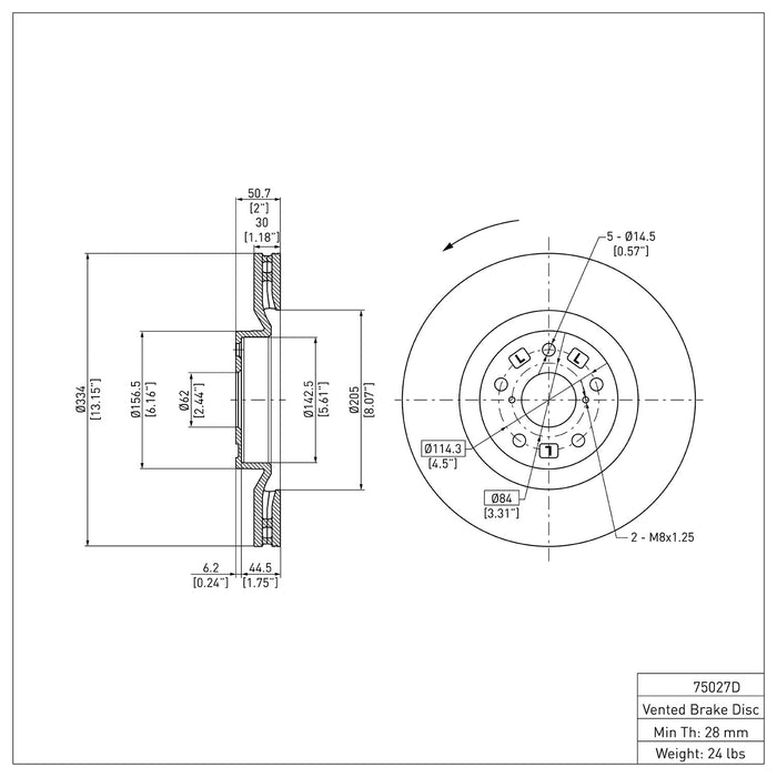 Front Left/Driver Side Disc Brake Rotor for Lexus GS450h 2011 2010 2009 P-281992