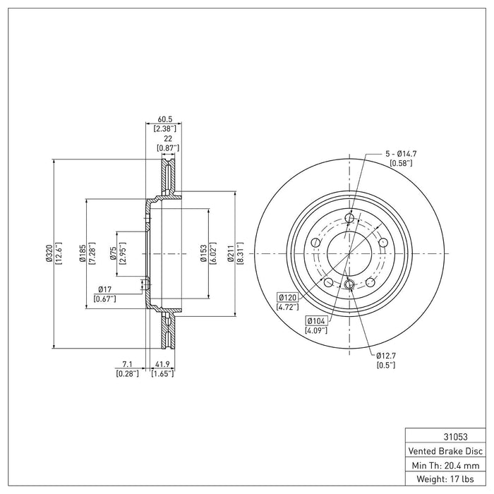 Rear Disc Brake Rotor for BMW 330Ci 2006 2005 2004 2003 2002 2001 P-283088