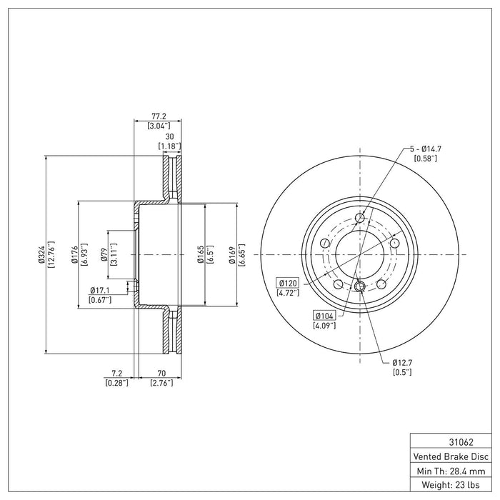 Front Disc Brake Rotor for BMW 535xi 2008 P-283115