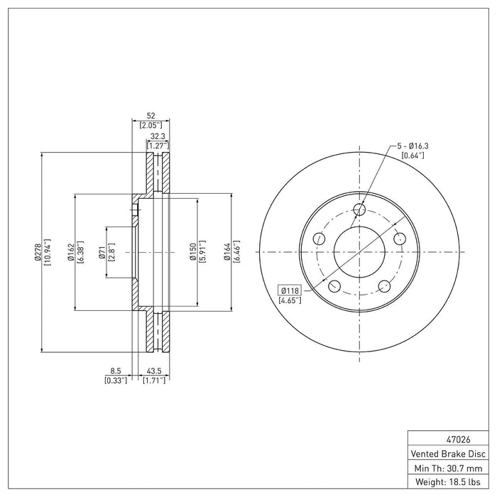 Front Disc Brake Rotor for Cadillac Allante 1993 P-284089