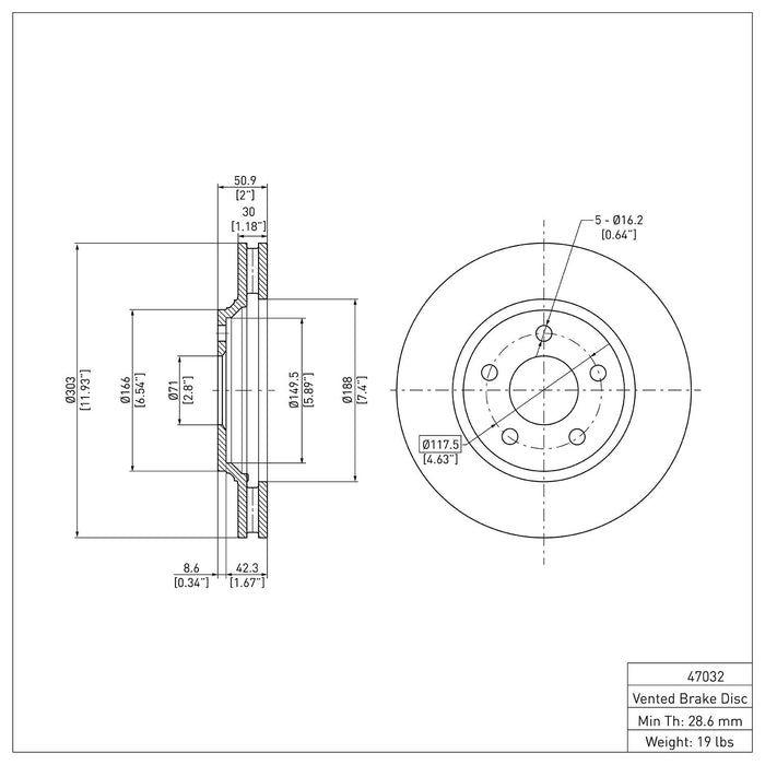 Front Disc Brake Rotor for Buick Park Avenue Base 2005 P-284119