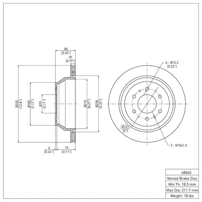 Rear Disc Brake Rotor for GMC Jimmy 2005 2004 2003 P-284523