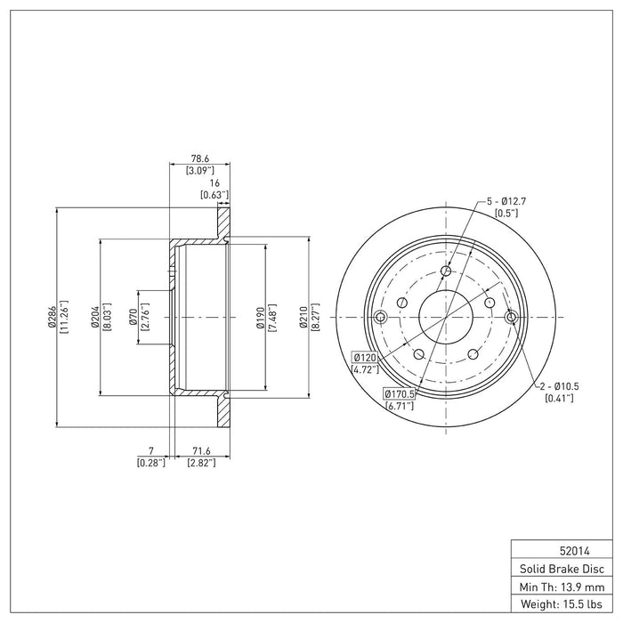 Rear Disc Brake Rotor for Pontiac GTO 2004 P-284701