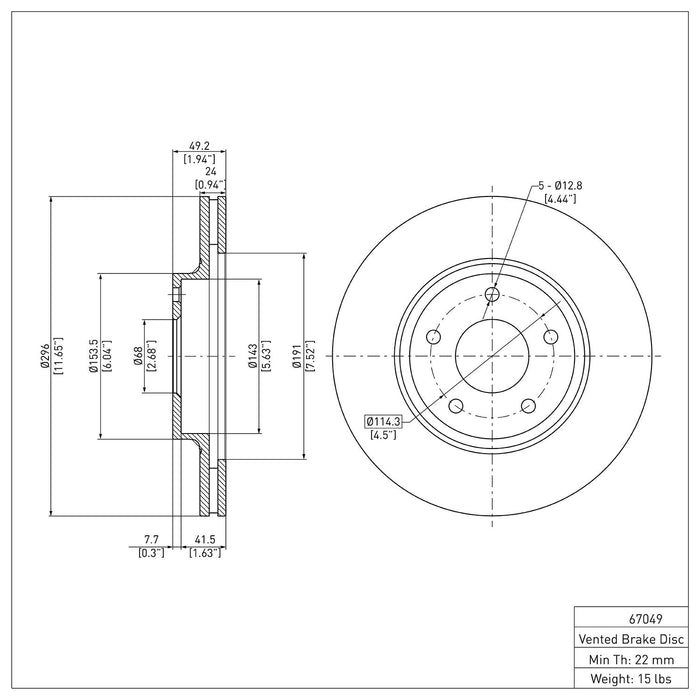 Front Disc Brake Rotor for Infiniti I35 2004 2003 2002 P-285900