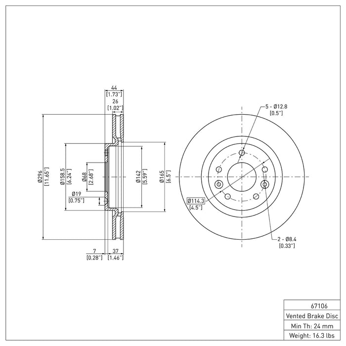 Front Disc Brake Rotor for Nissan Qashqai 2019 2018 2017 P-286056