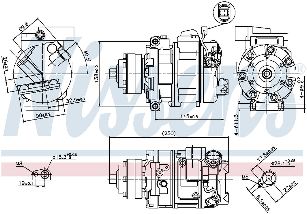A/C Compressor for Audi S4 4.2L V8 GAS 2009 2008 2007 2006 2005 2004 - Nissens 89418