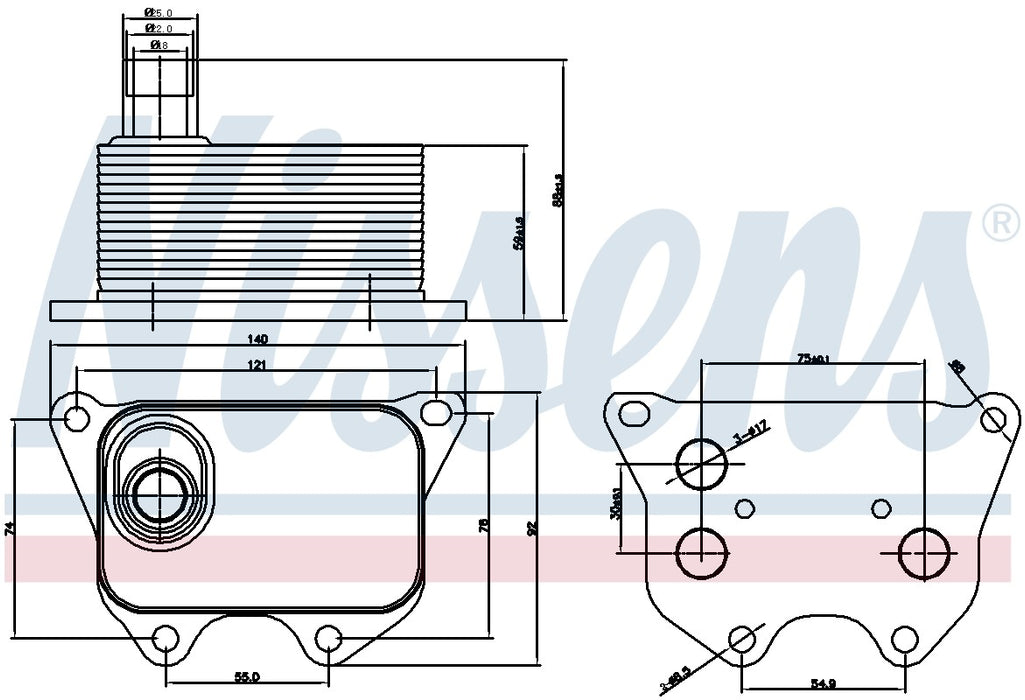 Engine Oil Cooler for Volkswagen Tiguan Limited 2.0L L4 Base GAS 2018 2017 P-612476