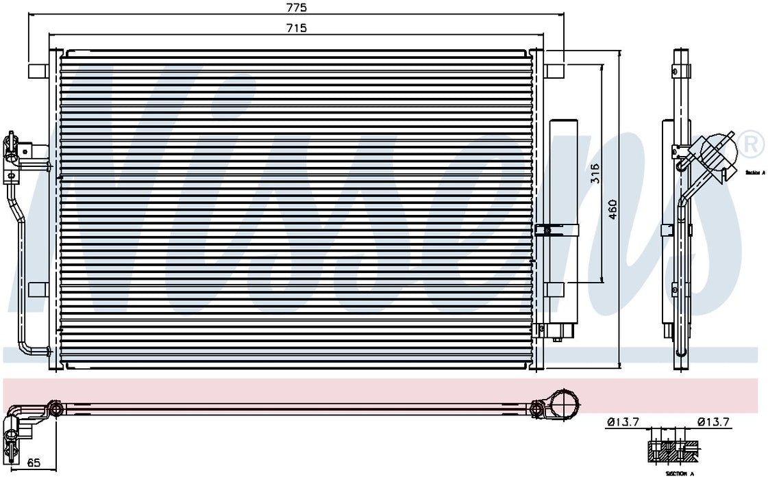 Front A/C Condenser for Mercedes-Benz Sprinter 3500 Base DIESEL 2018 2017 2016 2015 2014 2013 2012 2011 2010 P-613041