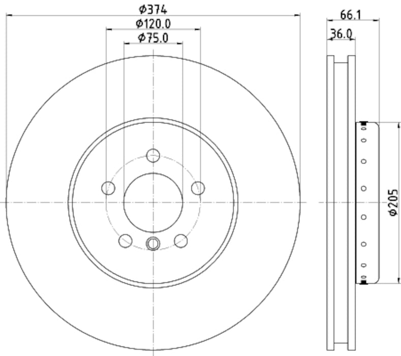 Front Right/Passenger Side Disc Brake Rotor for BMW 750i xDrive Base 2015 2014 2013 2012 2011 2010 P-708913