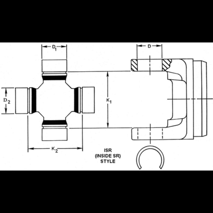 Rear Driveshaft at Transmission Universal Joint for Chevrolet G30 125.0" Wheelbase Manual Transmission 1990 1989 1988 1987 1986 - Dana Spicer 5-795X