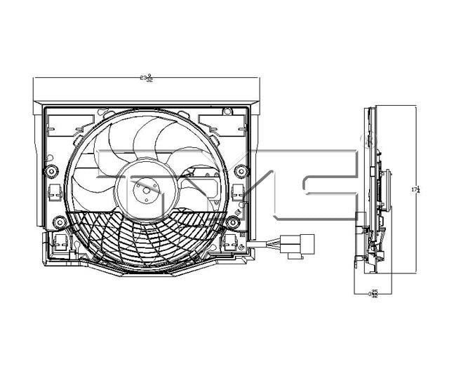 A/C Condenser Fan Assembly for BMW 325xi 2005 2004 2003 2002 2001 P-3311119