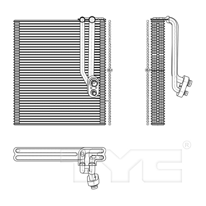 Front A/C Evaporator Core for Jeep Wrangler 3.8L V6 Sport Utility 2011 2010 2009 2008 2007 - TYC 97136