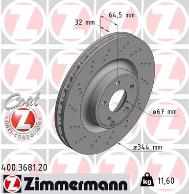 Front Disc Brake Rotor for Mercedes-Benz SLC300 2.0L L4 RWD GAS 2019 2018 2017 P-3655342