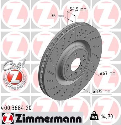 Front Disc Brake Rotor for Mercedes-Benz ML550 4.7L V8 AWD GAS Sport Utility 2015 2014 2013 2012 P-3655372