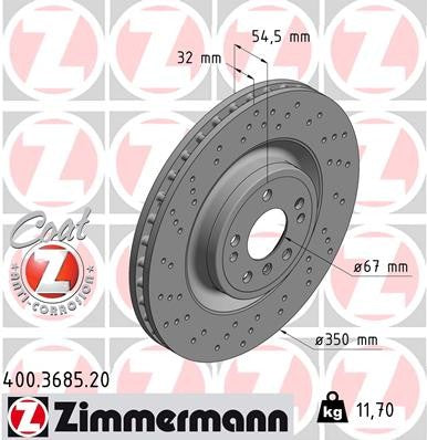 Front Disc Brake Rotor for Mercedes-Benz GLE350d 3.0L V6 2016 P-3655376